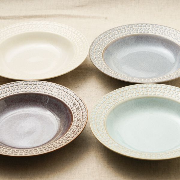 楽天市場】レース 4色 リム スープ皿 23.5cm 4個セット パスタ皿
