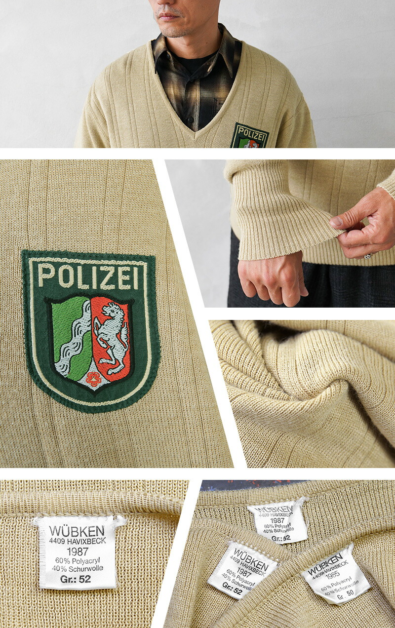 楽天市場】実物 USED 西ドイツ警察 Polizei Vネック セーター