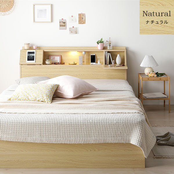 楽天市場】ベッド セミダブル ベッドフレームのみ ホワイト 収納付き