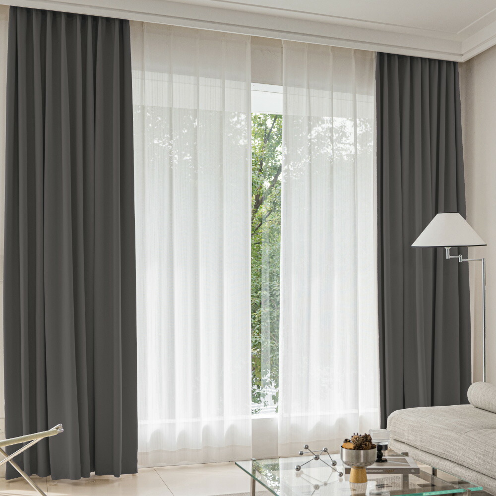 楽天市場】カーテン 2枚セット 遮光カーテン 遮光1級 チャコールグレー
