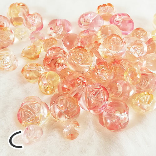 楽天市場】ヘアゴム用ビーズ バラ ローズ 薔薇 サイズミックス 約100g