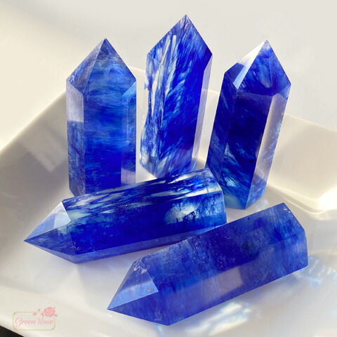 楽天市場】天然石 水晶 練り ブルー ポイント 六角柱 置石 開運 原石