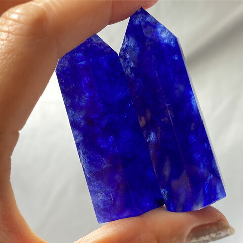 楽天市場】天然石 水晶 練り ブルー ポイント 六角柱 置石 開運 原石
