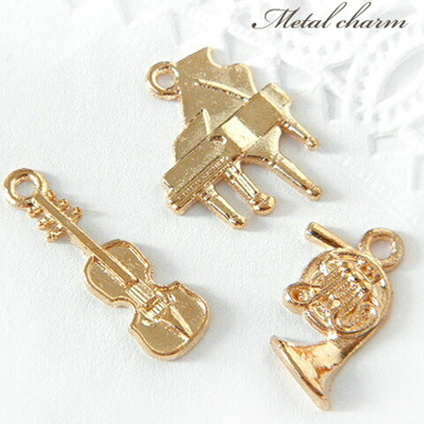 楽天市場】金属チャーム 楽器 10個 ピアノ ホルン バイオリン