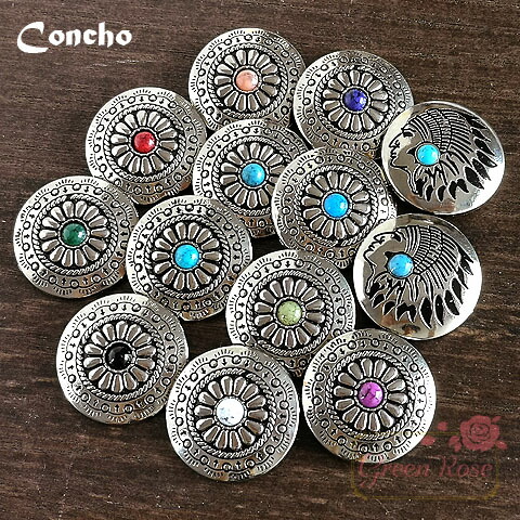 楽天市場】ネジ式コンチョ ボタン 全10色 1個 シルバー レザークラフト