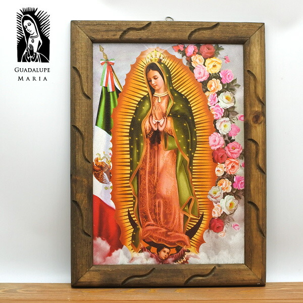 楽天市場】グアダルーペ マリア ウッドフレーム メキシコフラッグ