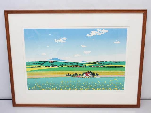 宮崎万平、朝のエーゲ海、希少画集画、新品高級額、額装付、状態良好