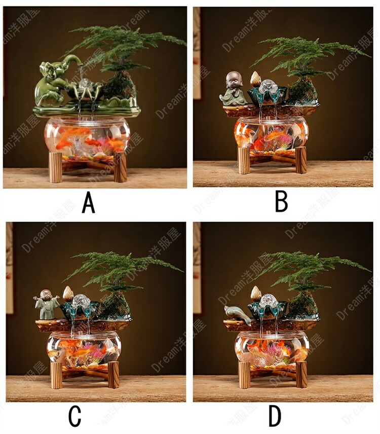 楽天市場】金魚鉢 水の流れる置物 卓上噴水 玄関 循環式デザイン噴水