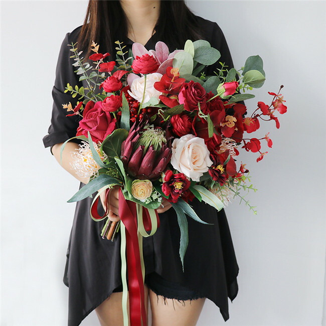 楽天市場】ワインレッド【ブーケ】ウェディングブーケ/造花ブーケ