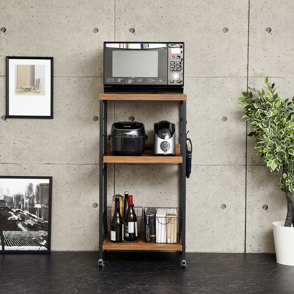 楽天市場】レンジワゴン 幅55 スライド棚 キャスター付き コンセント