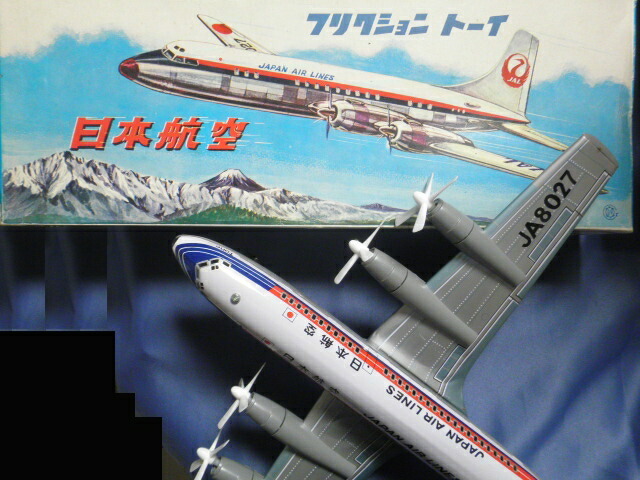 楽天市場】日本航空 ブリキ フリクション トーイ 4発プロペラ機 38cm