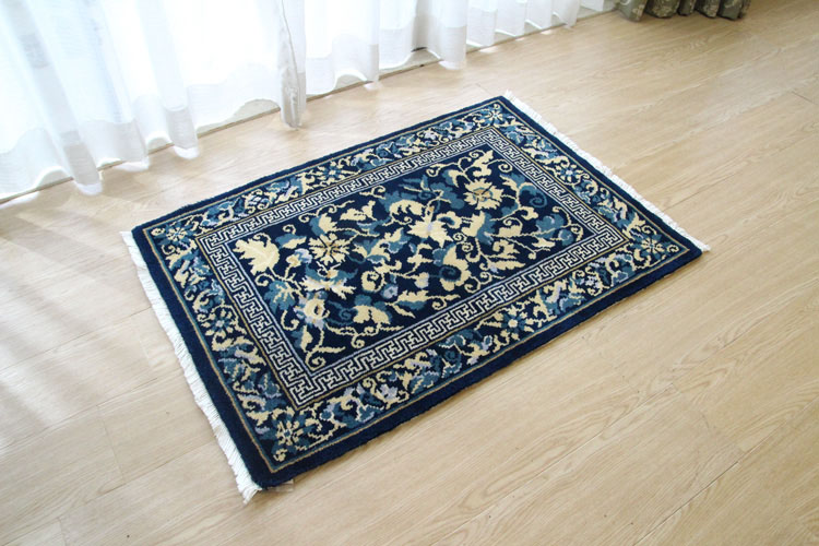 楽天市場】【甘粛緞通 高級手織りウール緞通 ブルー】＃YASL868 62