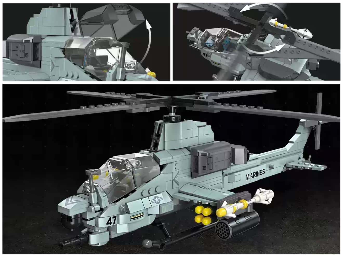 楽天市場】AFM AH-1Z ウﾞァイパー 攻撃ヘリコプター 576Blocks◇攻撃