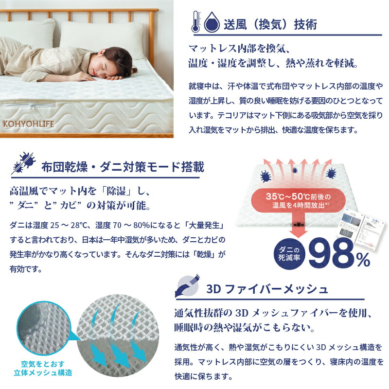 楽天市場】【ポイント10倍！】空気循環マットレス テコリア TECOREA