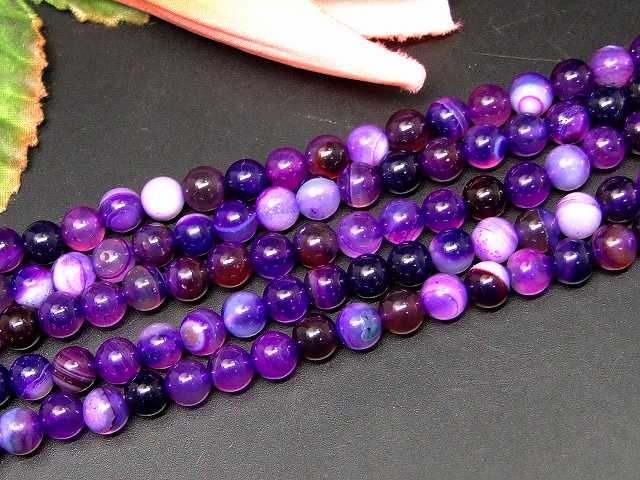 楽天市場】≪g3-984≫○天然6mm○紫白縞 瑪瑙 メノウ 紫 パープル