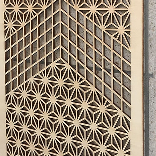 楽天市場】組子調 アートパネル 和風 木製 麻の葉・菱 (60cmx30cm