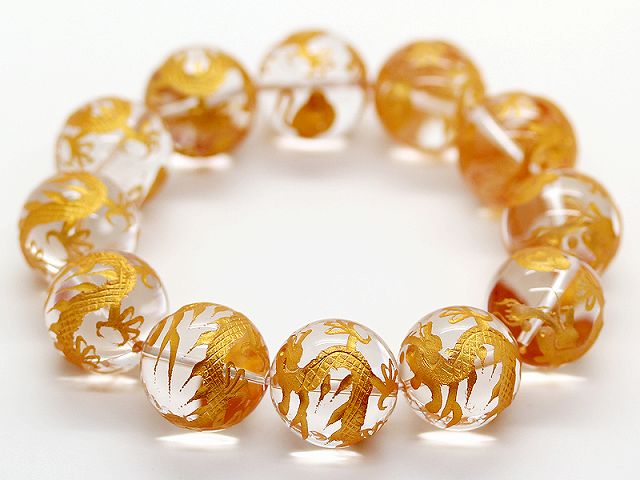楽天市場】金彫 五本爪皇帝龍 水晶 20mm 数珠 ブレスレット 天然石