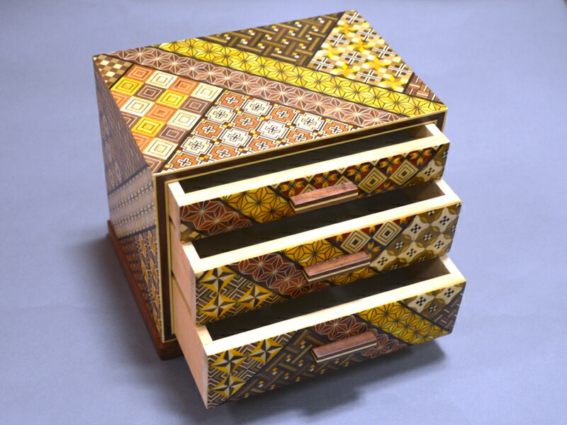 楽天市場】箱根 寄木細工 寄木7寸3ツ引き出し 小寄木 箱根寄木細工