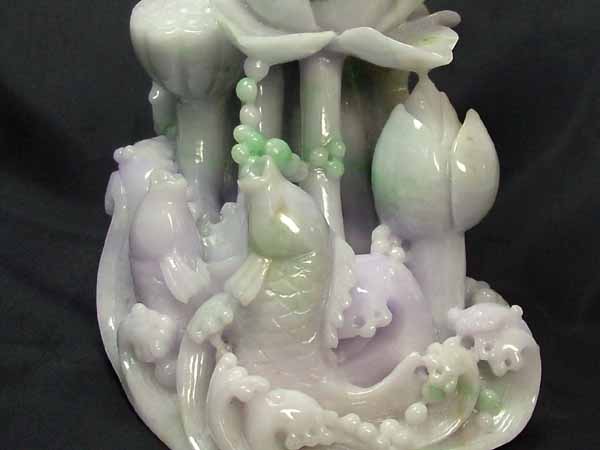 楽天市場】□龍香堂□☆A貨ミャンマー翡翠置物「蓮花魚跳」： : 龍香堂