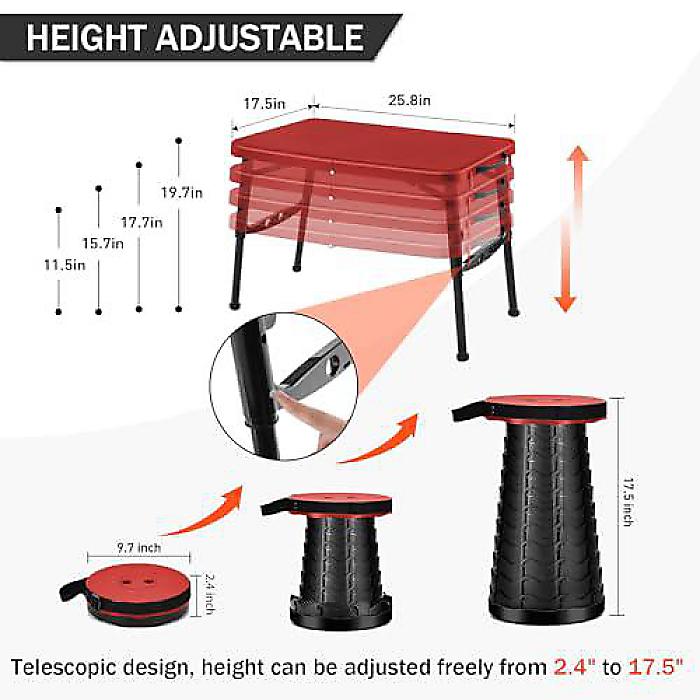 楽天市場】ポータブル折りたたみ式キャンプテーブル「レッドミッション