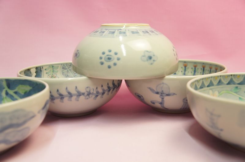 楽天市場】五代 佐藤走波 染錦絵変わり 組鉢揃 : 食器のみつはた