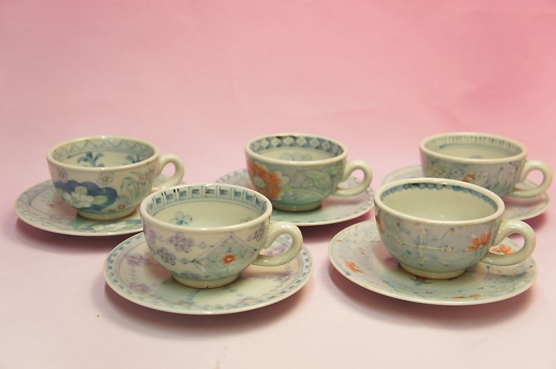 楽天市場】五代 佐藤走波 染錦絵変わり コーヒー碗皿揃 : 食器のみつはた