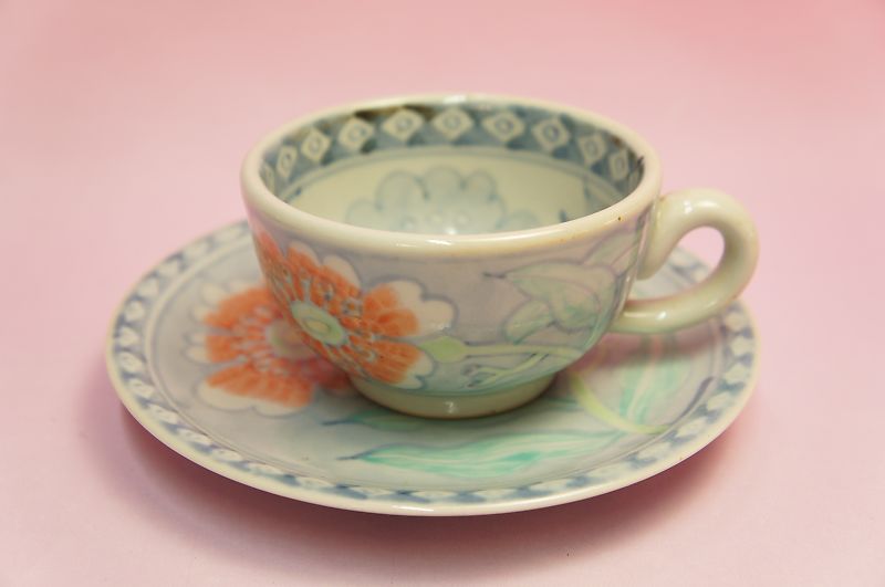 楽天市場】五代 佐藤走波 染錦絵変わり コーヒー碗皿揃 : 食器のみつはた