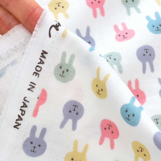 楽天市場】ダブルガーゼ 生地 ミディ うさぴょん □ うさぎ 兎 ウサギ