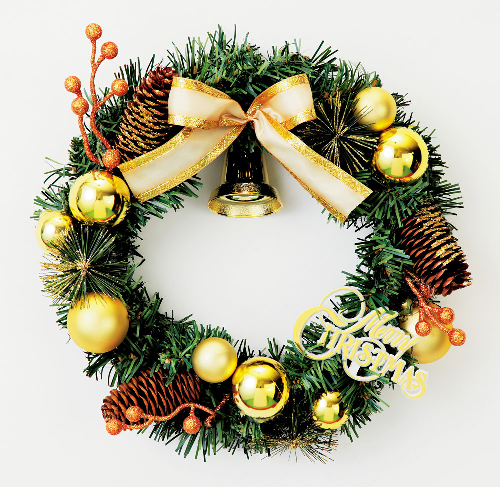 楽天市場】クリスマスリース 松ぼっくり ゴールド 25cm 手作り リース