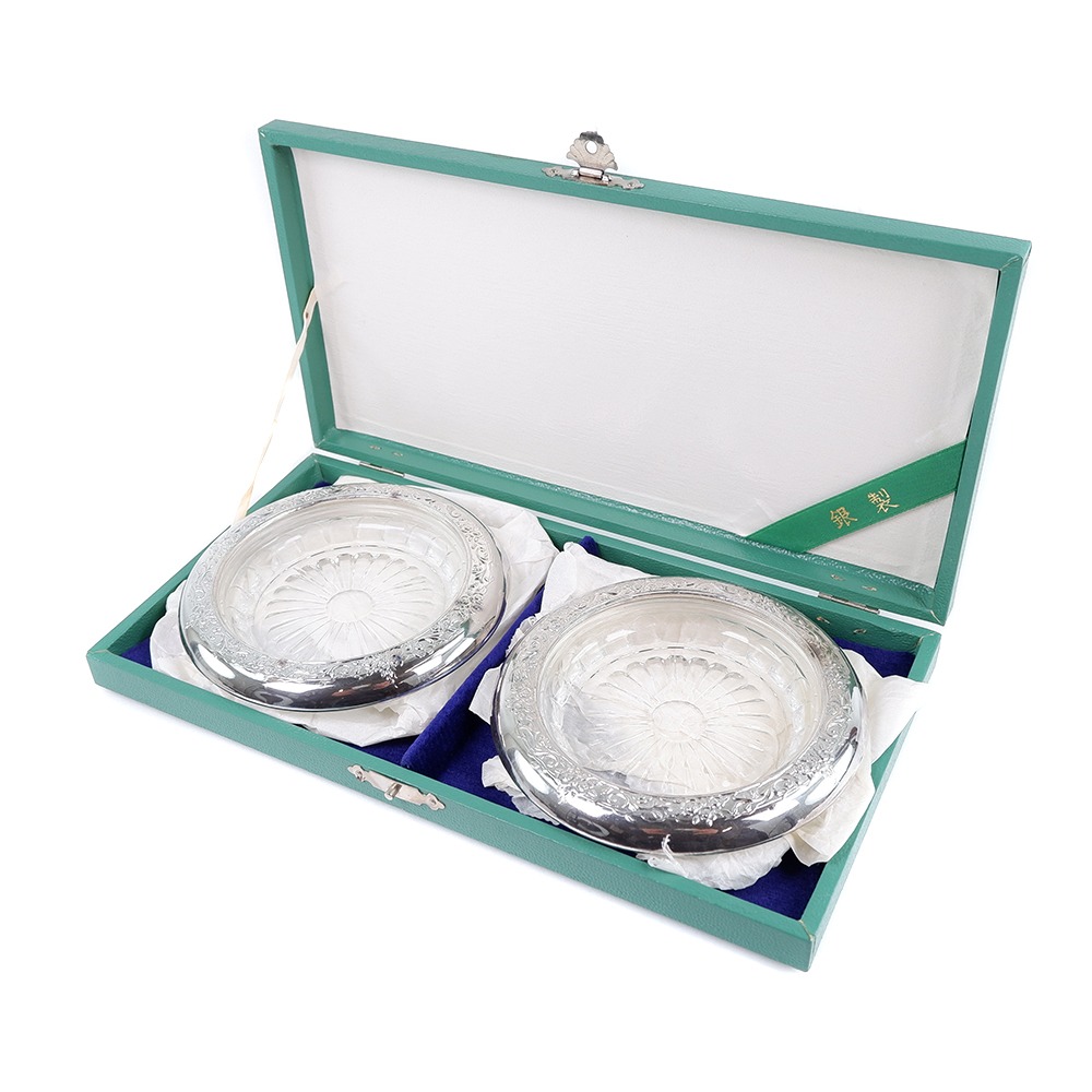 楽天市場】純銀製 タレントコースター 直径10cm 共箱 銀製970刻印 2枚