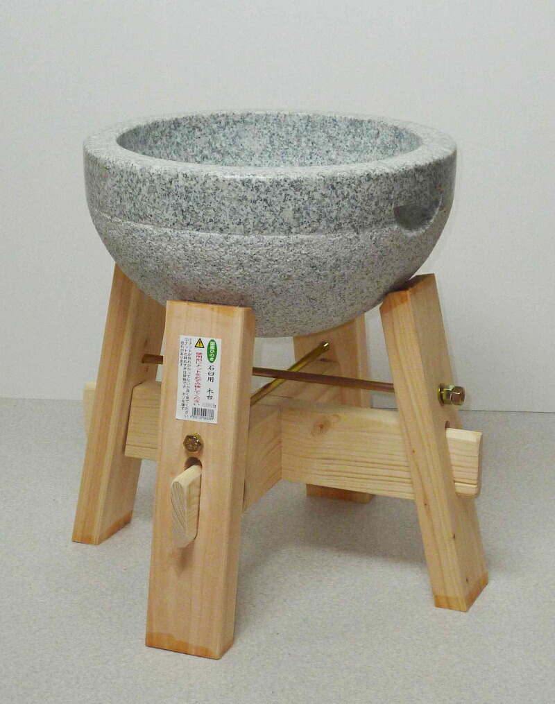 楽天市場】【木台付き】 みかげ石 もち臼 2升用 木台付 餅つき 石臼 二