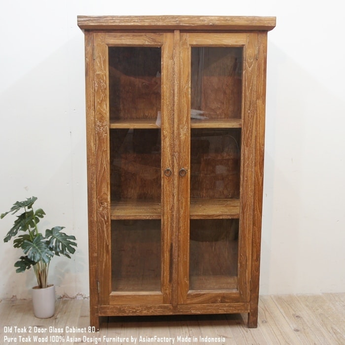 楽天市場】【送料無料】オールドチーク無垢材 ガラスキャビネット2D