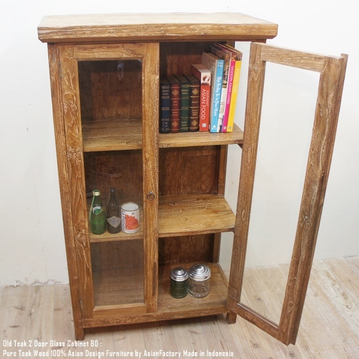 楽天市場】【送料無料】オールドチーク無垢材 ガラスキャビネット2D