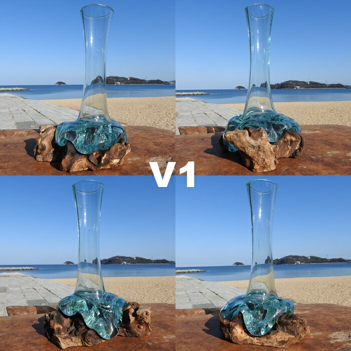 楽天市場】選べる 流木ガラス オブジェ V25 一輪挿し 花瓶 フラワー