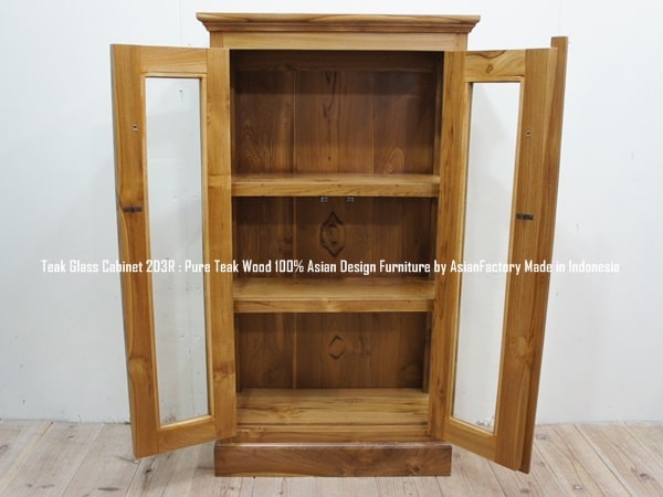 楽天市場】オールドチーク無垢材 ガラスキャビネット2D3R NA