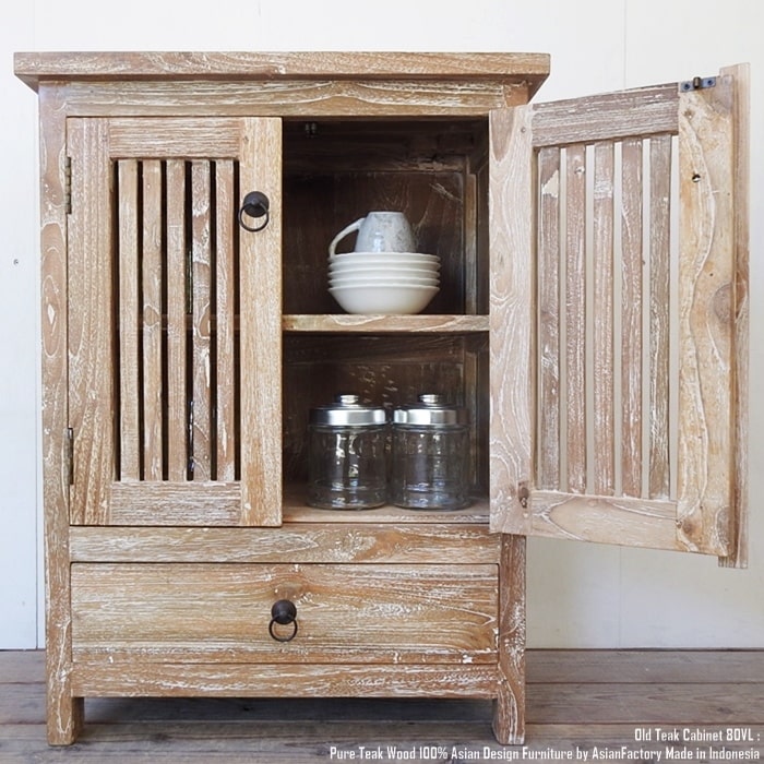 楽天市場】オールドチーク無垢材 キャビネット80VL WW ホワイト