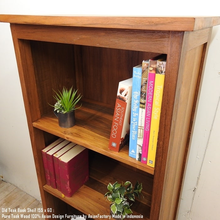 楽天市場】オールドチーク無垢材 本棚 高さ155cm 幅65cm NR ナチュラル