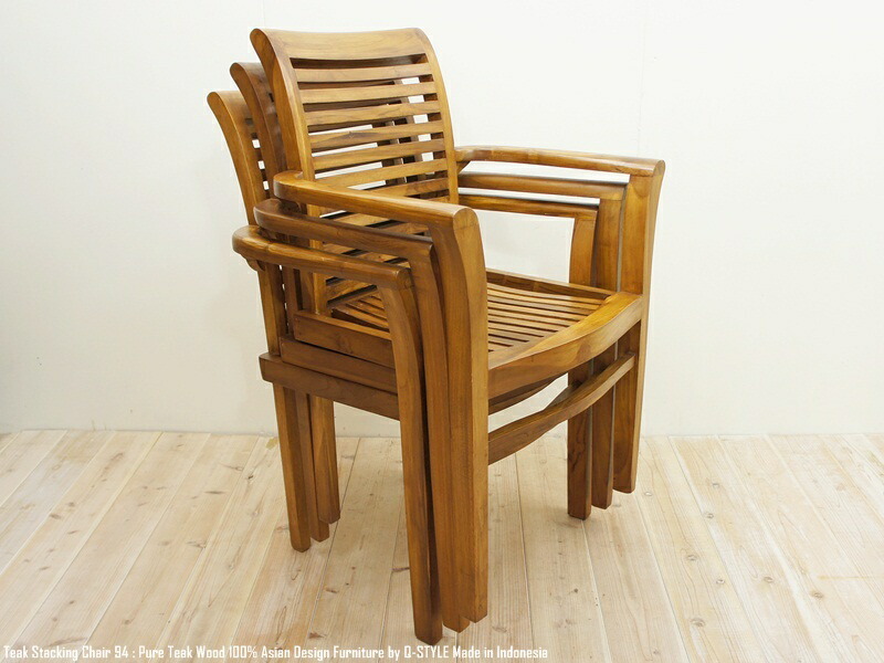 楽天市場】送料無料 チーク無垢材 スタッキングチェア アジアン家具