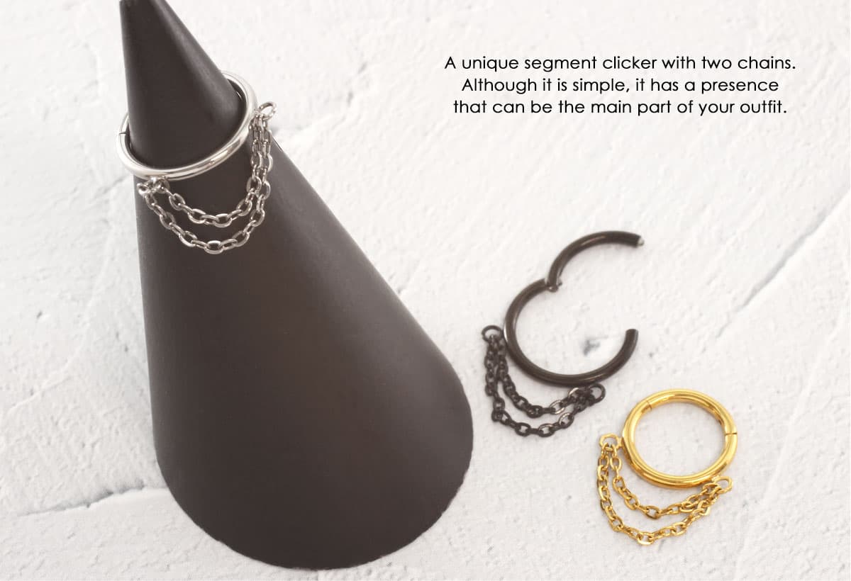 楽天市場】ボディピアス 18G 16G 2連チェーン ワンタッチ セグメント