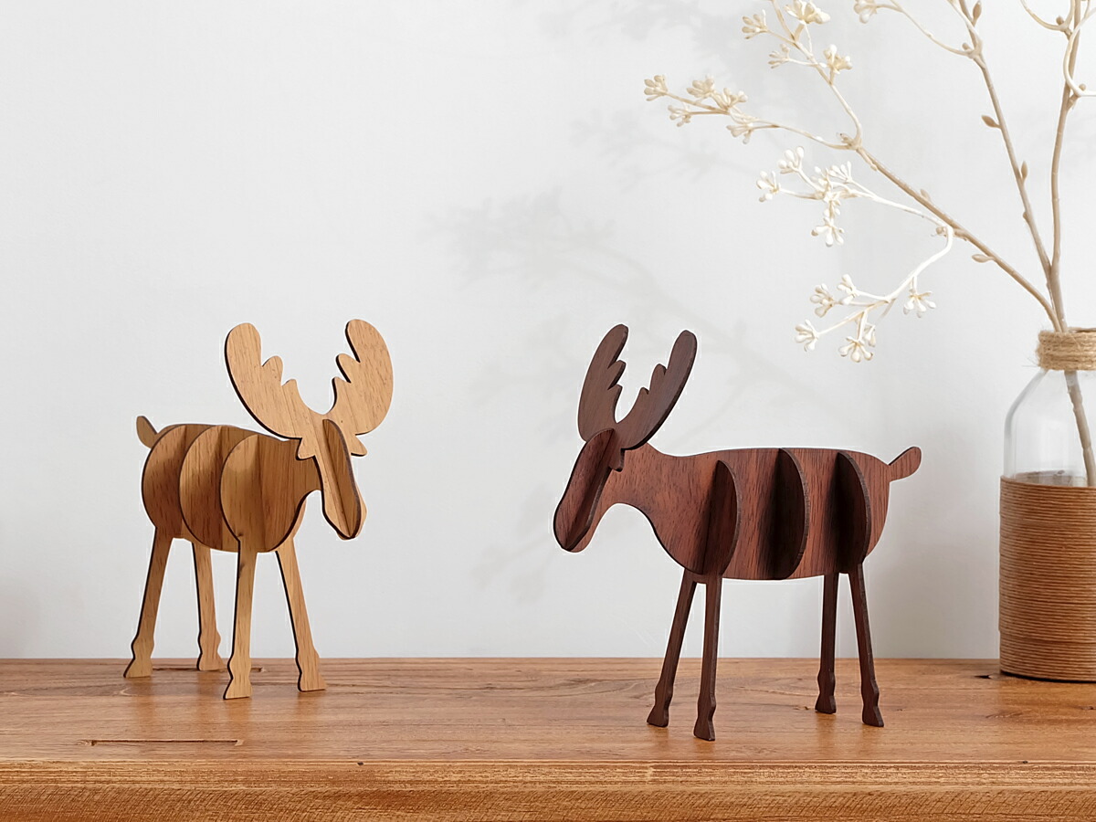 楽天市場】ヘラジカ オブジェ 全2色 木製 オブジェ インテリア