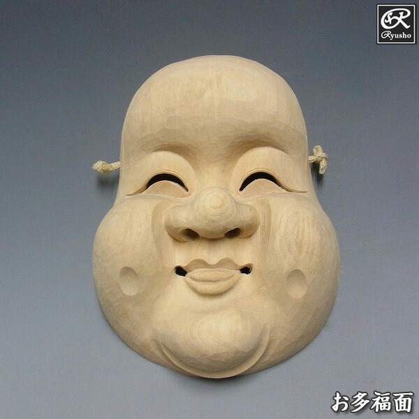 楽天市場】楠面 お多福面 おたふく おかめ 木彫り お面 壁掛け用