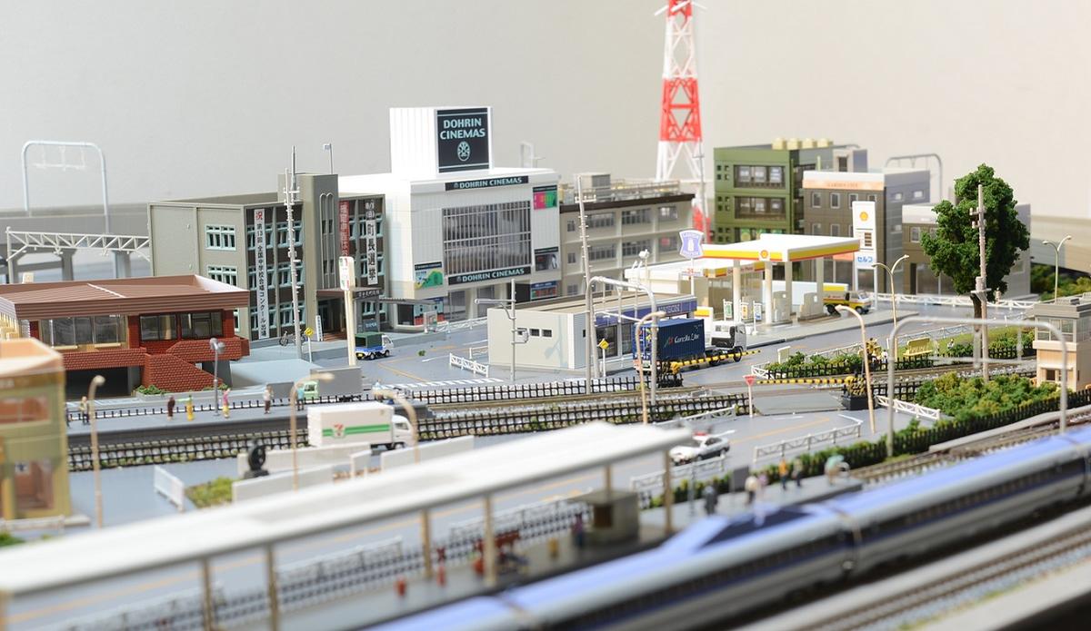 楽天市場】鉄道模型ジオラマレイアウトNゲージ用 複線 現代風景 8の