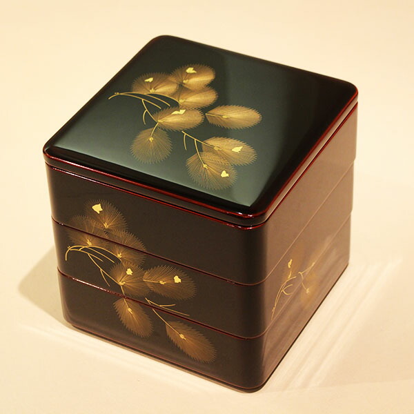 楽天市場】重箱 3段 木製 漆塗り 溜内朱 松 沈金 6.5寸 日本製 越前