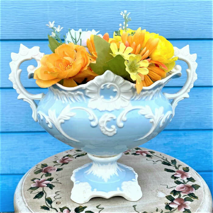 楽天市場】青と白の美しい花器【ロココ調 ハンドボウル】アカンサス
