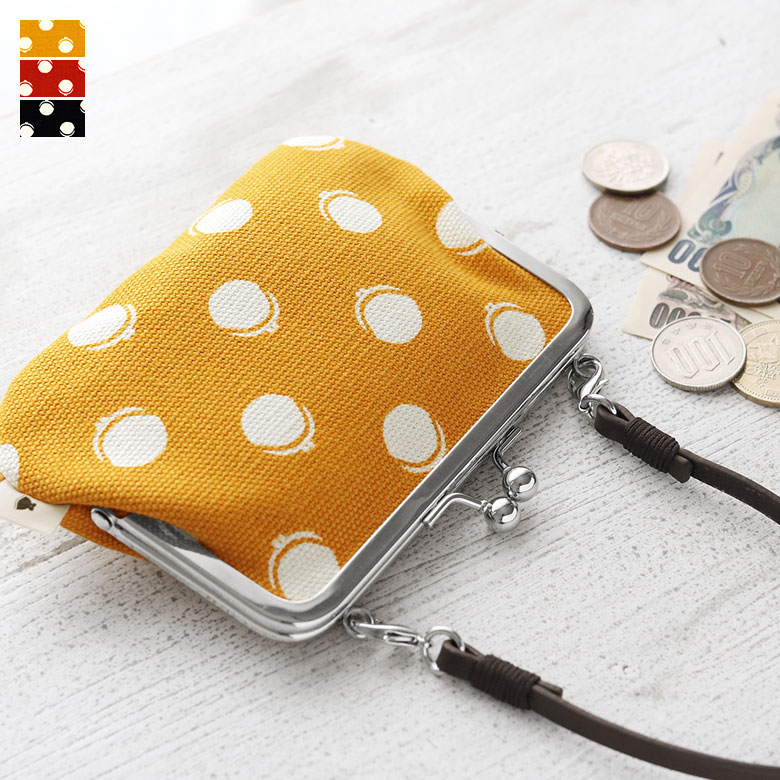 楽天市場】がま口【在庫商品】革ヒモ付き手提げがま口財布（中）【帆布