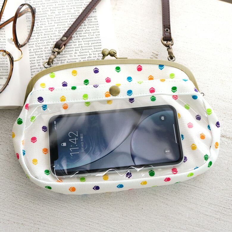 楽天市場】【在庫商品】がま口スマホショルダーバッグ【帆布・がま