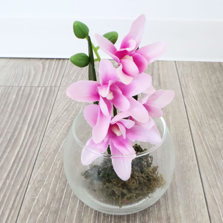 楽天市場】造花 モダンテイスト ガラス花瓶 グラスアート ピンク