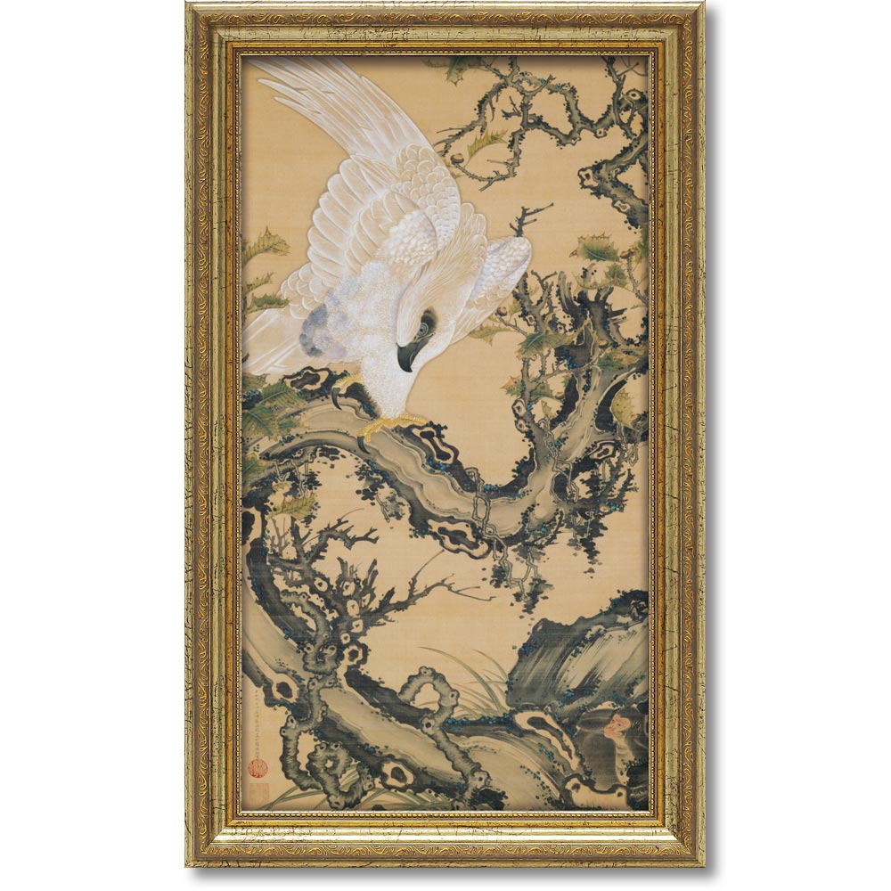 楽天市場】絵画 伊藤 若冲「枯木鷲猿図」 額入り アートフレーム 和風