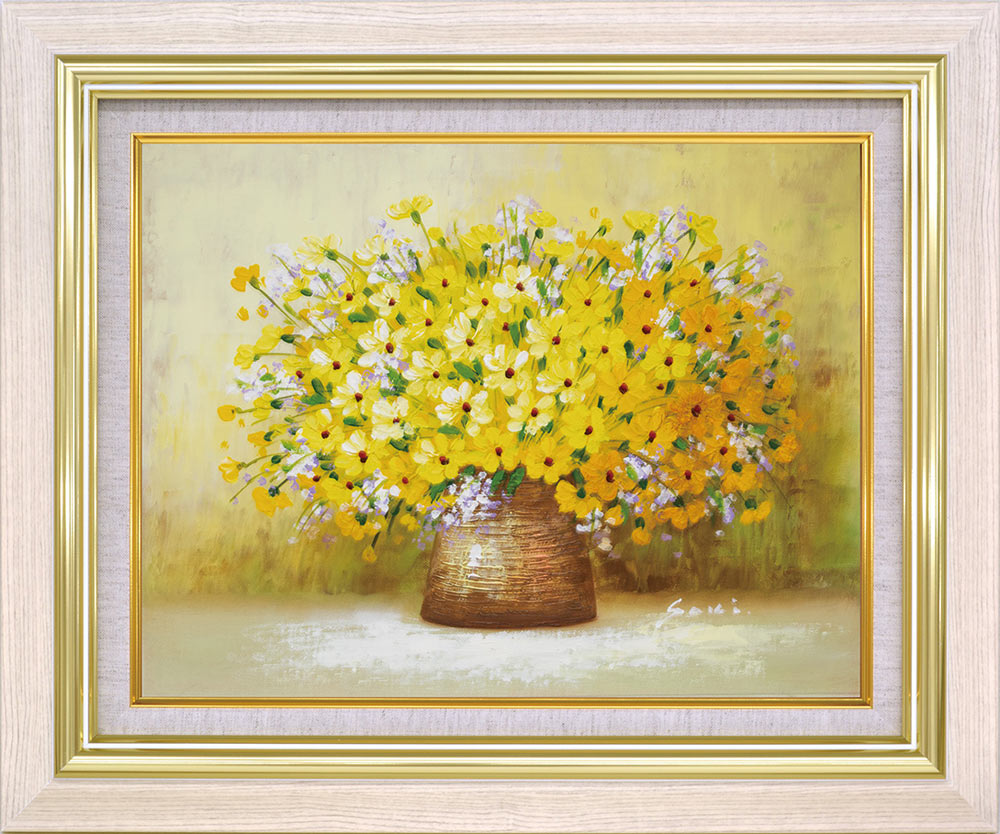 楽天市場】手描き油絵 木村 咲 黄色い小花 F6 画家本人手描き絵画/額