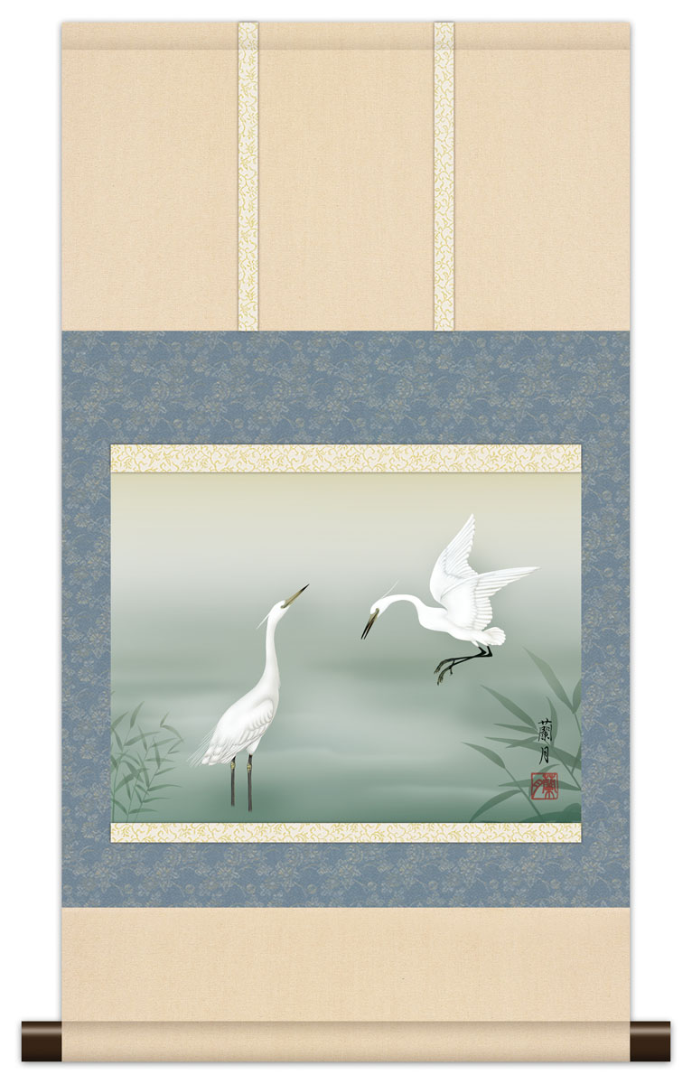 楽天市場】10年保証 掛け軸 ミニ掛け軸 和風 花鳥画 名鳥 白鷺 吉井蘭